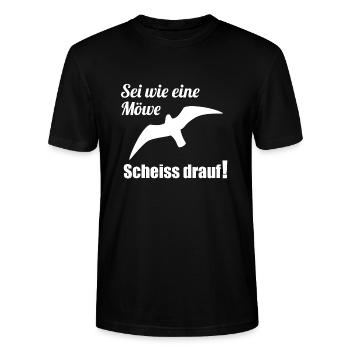 Sei wie eine Möwe Scheiss drauf! Witzig Geschenk - Stanley/Stella Unisex Bio-T-Shirt CRAFTER - Schwarz - Vorne - Alina (178cm) & Michal (187cm)
