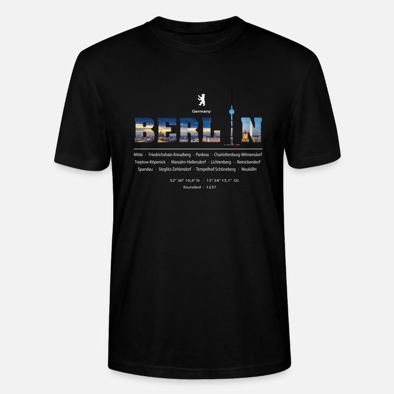 Berlin - T-shirt bio CRAFTER Stanley Stella Unisexe - noir