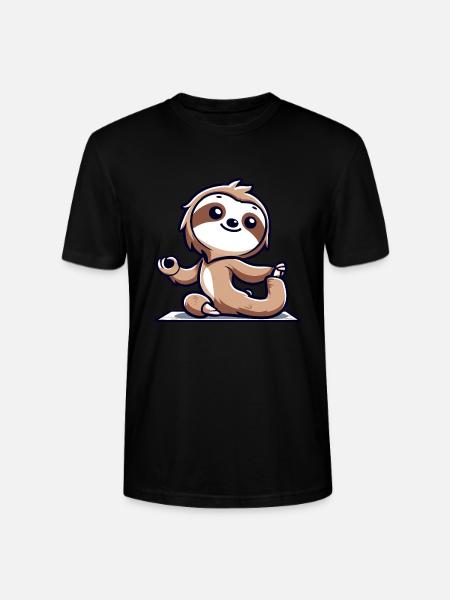 Sloth Yoga & Gymnastics Poses - Stanley/Stella CRAFTER Unisex Organic T-Shirt - black