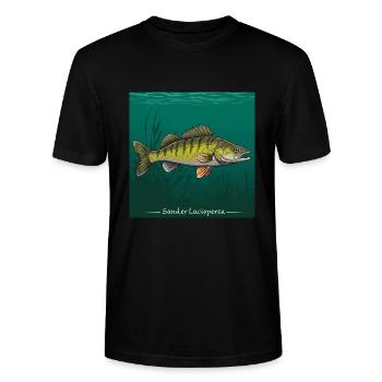 Zander Angeln Fischen Raubfisch - Stanley/Stella Unisex Bio-T-Shirt CRAFTER - Schwarz - Vorne - Alina (178cm) & Michal (187cm)