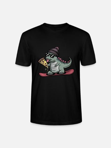 Dino Trex Dinosaur Snowboard Snowboarder - Stanley/Stella CRAFTER Unisex Organic T-Shirt - black