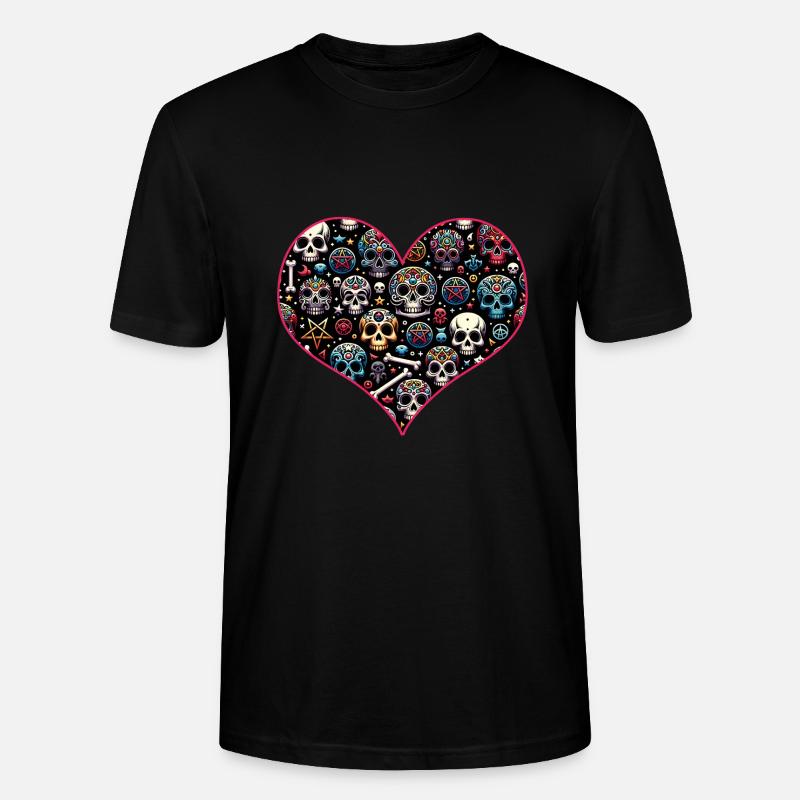 Buntes dekoratives Skullmuster - Stanley/Stella Unisex Bio-T-Shirt CRAFTER - Schwarz