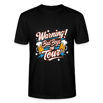 Hommes en tournée Garçons en tournée Texte drôle - T-shirt bio CRAFTER Stanley Stella Unisexe - noir - Devant - Alina (178cm) & Michal (187cm)