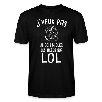 J'peux pas League Of Legend - T-shirt bio CRAFTER Stanley Stella Unisexe - noir - Devant - Alina (178cm) & Michal (187cm)