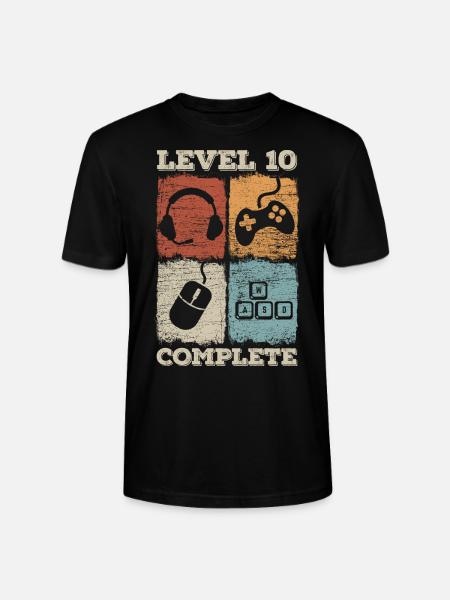 10th Birthday Level Complete Gaming - Stanley/Stella CRAFTER Unisex Organic T-Shirt - black