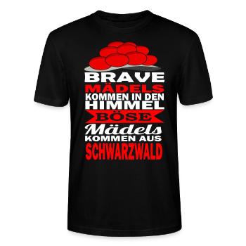 Schwarzwaldmädel Bollenhut Schwarzwald Spruch - Stanley/Stella Unisex Bio-T-Shirt CRAFTER - Schwarz - Vorne - Alina (178cm) & Michal (187cm)