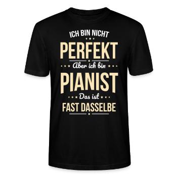 Ich bin nicht perfekt aber ich bin Pianist - Stanley/Stella Unisex Bio-T-Shirt CRAFTER - Schwarz - Vorne - Alina (178cm) & Michal (187cm)