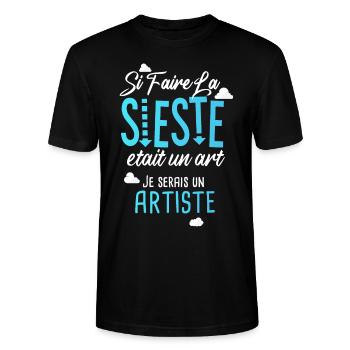 Faire la sieste Humour Drôle Cadeau Dormeur - T-shirt bio CRAFTER Stanley Stella Unisexe - noir - Devant - Alina (178cm) & Michal (187cm)
