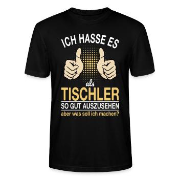 Tischler Spruch - Stanley/Stella Unisex Bio-T-Shirt CRAFTER - Schwarz - Vorne - Alina (178cm) & Michal (187cm)