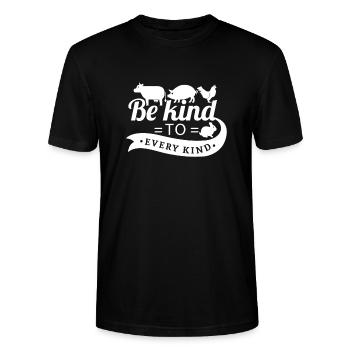 Be kind to every kind - vegan vegetarian gift - Stanley/Stella Unisex Bio-T-Shirt CRAFTER - Schwarz - Vorne - Alina (178cm) & Michal (187cm)