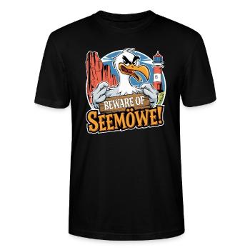 Beware of Seagull - Stanley/Stella CRAFTER Unisex Organic T-Shirt - black - Front - Alina (178cm) & Michal (187cm)