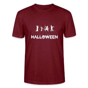 Halloween Creatures Zebra Stripes Funny - Stanley/Stella CRAFTER Unisex Organic T-Shirt - burgundy - Front - Alina (178cm) & Michal (187cm)