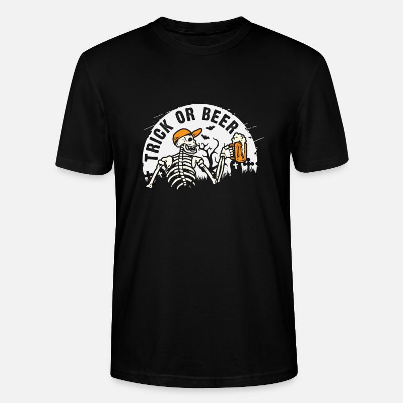 Süßes oder Bier Halloween skelett witzig - Stanley/Stella Unisex Bio-T-Shirt CRAFTER - Schwarz