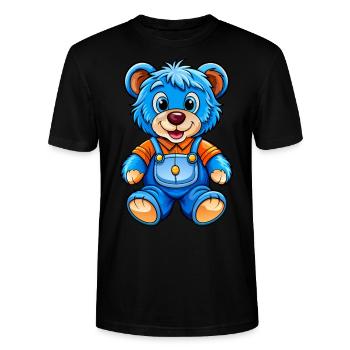 Teddy bleu - T-shirt bio CRAFTER Stanley Stella Unisexe - noir - Devant - Alina (178cm) & Michal (187cm)