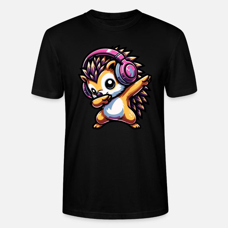 Dabbing Hedgehog - Stanley/Stella CRAFTER Unisex Organic T-Shirt - black