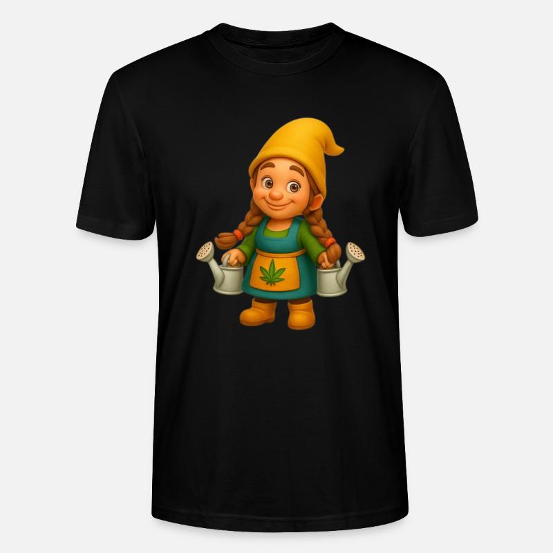Zwergin mit Gießkannen - Stanley/Stella Unisex Bio-T-Shirt CRAFTER - Schwarz