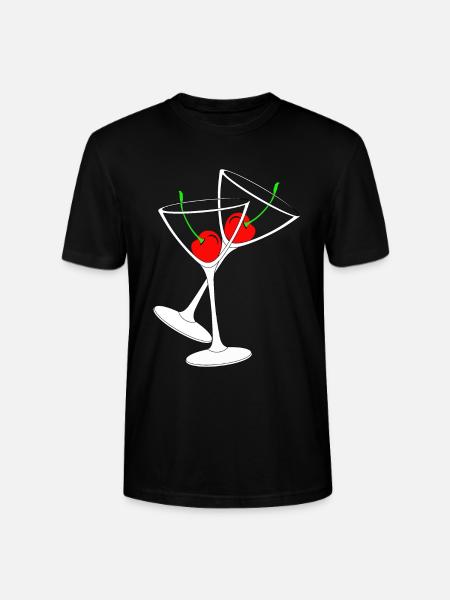Cocktail glasses with cherries - Stanley/Stella CRAFTER Unisex Organic T-Shirt - black