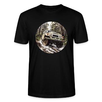 Toyo Bushtaxi 4x4 Land Cruiser BJ Fj J4 Off-Road - Stanley/Stella CRAFTER Unisex Organic T-Shirt - black - Front - Alina (178cm) & Michal (187cm)