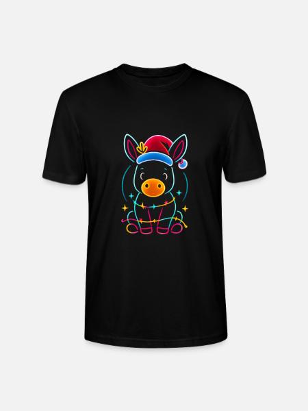 Donkey Elf Christmas Funny Gift - Stanley/Stella CRAFTER Unisex Organic T-Shirt - black