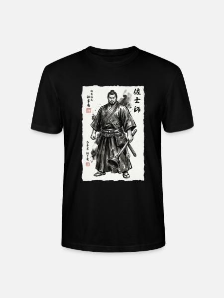 Samurai Handwerker Ukiyo-e Saugnapf Werkzeug - Stanley/Stella Unisex Bio-T-Shirt CRAFTER - Schwarz