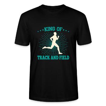 Athlètes d’athlétisme Roi de l’athlétisme - T-shirt bio CRAFTER Stanley Stella Unisexe - noir - Devant - Alina (178cm) & Michal (187cm)