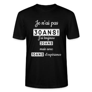 Cadeau anniversaire 30 ans humoristique - T-shirt bio CRAFTER Stanley Stella Unisexe - noir - Devant - Alina (178cm) & Michal (187cm)