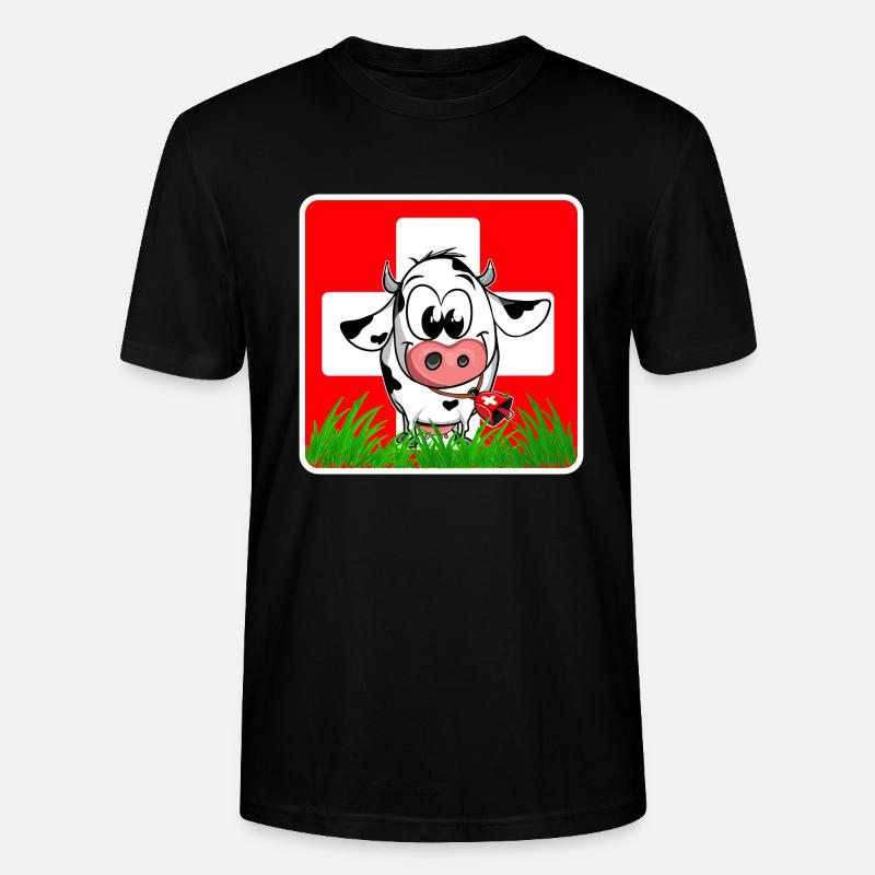 Schweizer Kuh Schweizer Flagge - Stanley/Stella Unisex Bio-T-Shirt CRAFTER - Schwarz