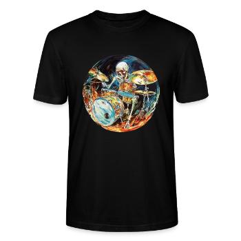 Batteur Batteur Skeleton Hard Rock Baguettes - T-shirt bio CRAFTER Stanley Stella Unisexe - noir - Devant - Alina (178cm) & Michal (187cm)