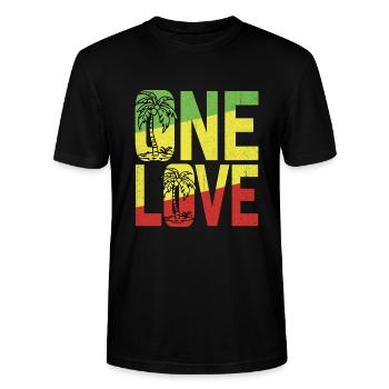 One Love Jamaica Bekleidung Rasta Reggae Music - Stanley/Stella Unisex Bio-T-Shirt CRAFTER - Schwarz - Vorne - Alina (178cm) & Michal (187cm)