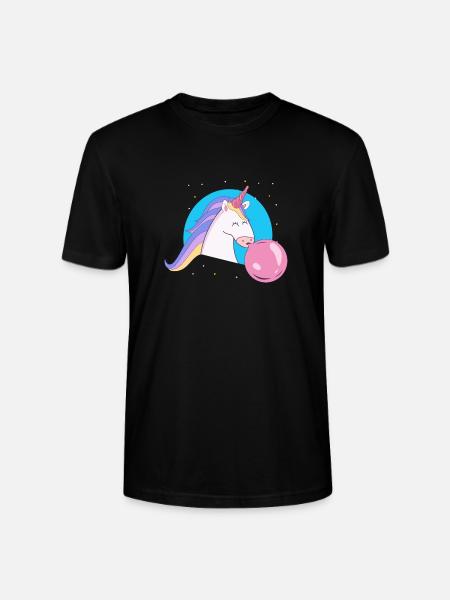 Einhorn mit Kaugummiblase - Stanley/Stella Unisex Bio-T-Shirt CRAFTER - Schwarz