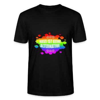 AfD stoppen gegen rechts Demokratie verteidigen - Stanley/Stella Unisex Bio-T-Shirt CRAFTER - Schwarz - Vorne - Alina (178cm) & Michal (187cm)