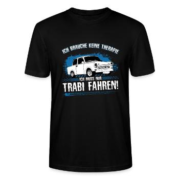 Trabi Trabbi  Pappe DDR Fahrzeug Geschenk - Stanley/Stella Unisex Bio-T-Shirt CRAFTER - Schwarz - Vorne - Alina (178cm) & Michal (187cm)