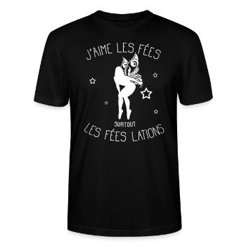 J'aime les Fées - T-shirt bio CRAFTER Stanley Stella Unisexe - noir - Devant - Alina (178cm) & Michal (187cm)