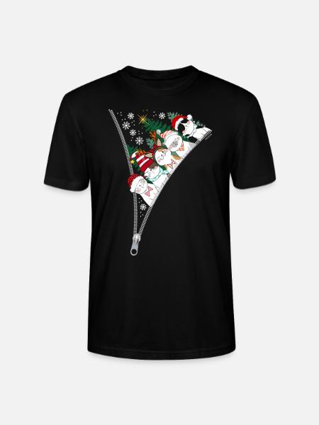 Christmas Zipper Cats - Stanley/Stella CRAFTER Unisex Organic T-Shirt - black
