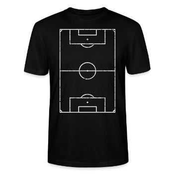 SPIELFELD Fußball Feld Shirt Geschenk Vintage - Stanley/Stella Unisex Bio-T-Shirt CRAFTER - Schwarz - Vorne - Alina (178cm) & Michal (187cm)