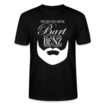 Mann ohne Bart - Nein! - Bart Spruch Geschenk - Stanley/Stella Unisex Bio-T-Shirt CRAFTER - Schwarz - Vorne - Alina (178cm) & Michal (187cm)