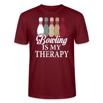 Bowling Bowling Bowling Bowling - Stanley/Stella Unisex Bio-T-Shirt CRAFTER - Burgunderrot - Vorne - Alina (178cm) & Michal (187cm)