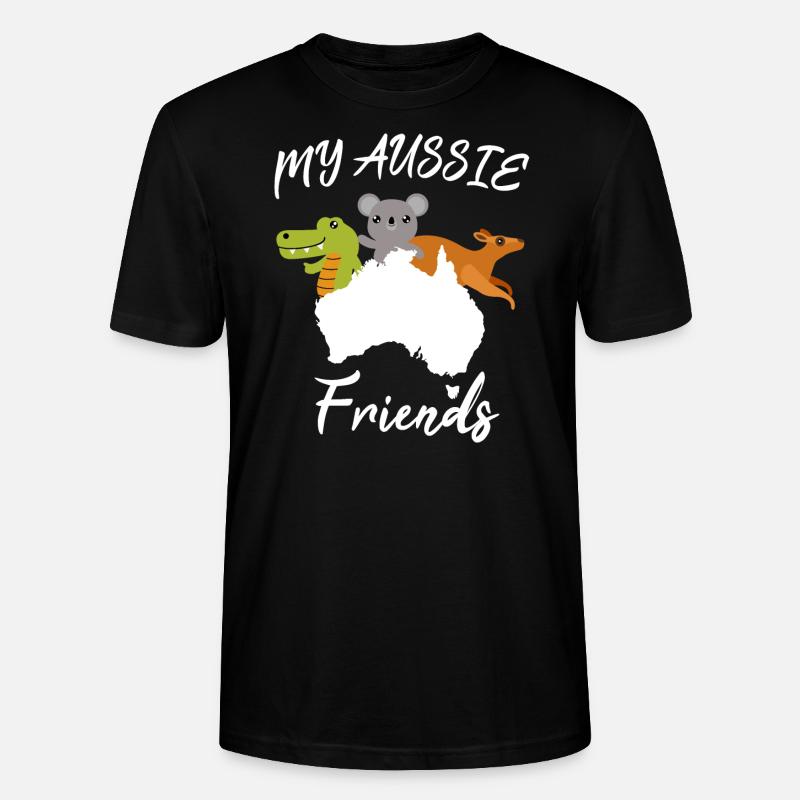 Australia Kangaroo Koala Crocodile - Stanley/Stella CRAFTER Unisex Organic T-Shirt - black