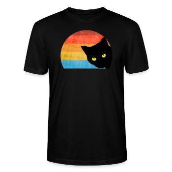 KATZE RETRO - Stanley/Stella Unisex Bio-T-Shirt CRAFTER - Schwarz - Vorne - Alina (178cm) & Michal (187cm)