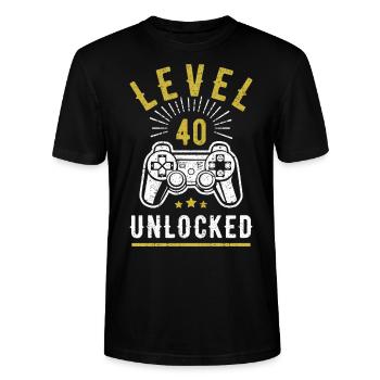 40ème anniversaire cadeau d'anniversaire Gamer 40 ans - T-shirt bio CRAFTER Stanley Stella Unisexe - noir - Devant - Alina (178cm) & Michal (187cm)