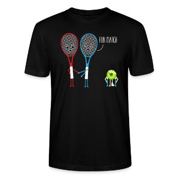 Tennis Tennisspieler Tennisverein Geschenkidee - Stanley/Stella Unisex Bio-T-Shirt CRAFTER - Schwarz - Vorne - Alina (178cm) & Michal (187cm)