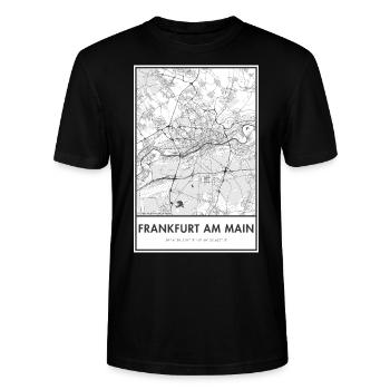 Frankfurt am Main map city map map - Stanley/Stella CRAFTER Unisex Organic T-Shirt - black - Front - Alina (178cm) & Michal (187cm)