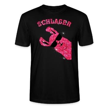 SCHLAGER LAMA für Damen, Frauen, Männer Geschenk - Stanley/Stella Unisex Bio-T-Shirt CRAFTER - Schwarz - Vorne - Alina (178cm) & Michal (187cm)