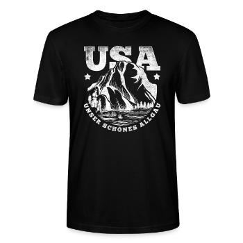 USA Unser Schönes Allgäu Berge Wandern Geschenk - Stanley/Stella Unisex Bio-T-Shirt CRAFTER - Schwarz - Vorne - Alina (178cm) & Michal (187cm)