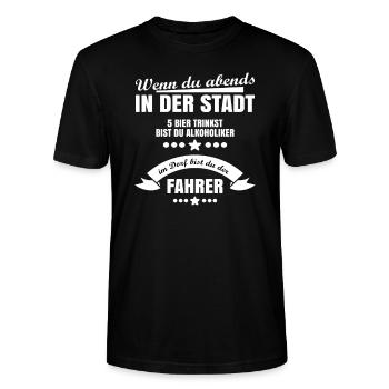 Alkoholiker oder Fahrer - Stanley/Stella Unisex Bio-T-Shirt CRAFTER - Schwarz - Vorne - Alina (178cm) & Michal (187cm)
