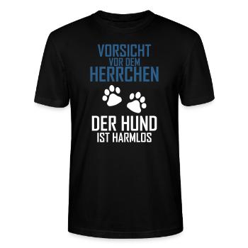 Vorsicht vor dem Herrchen - Stanley/Stella Unisex Bio-T-Shirt CRAFTER - Schwarz - Vorne - Alina (178cm) & Michal (187cm)
