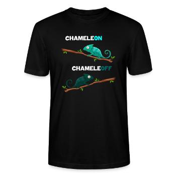Chameleon Chameleoff - Lustiger Chamäleon Spruch - Stanley/Stella Unisex Bio-T-Shirt CRAFTER - Schwarz - Vorne - Alina (178cm) & Michal (187cm)