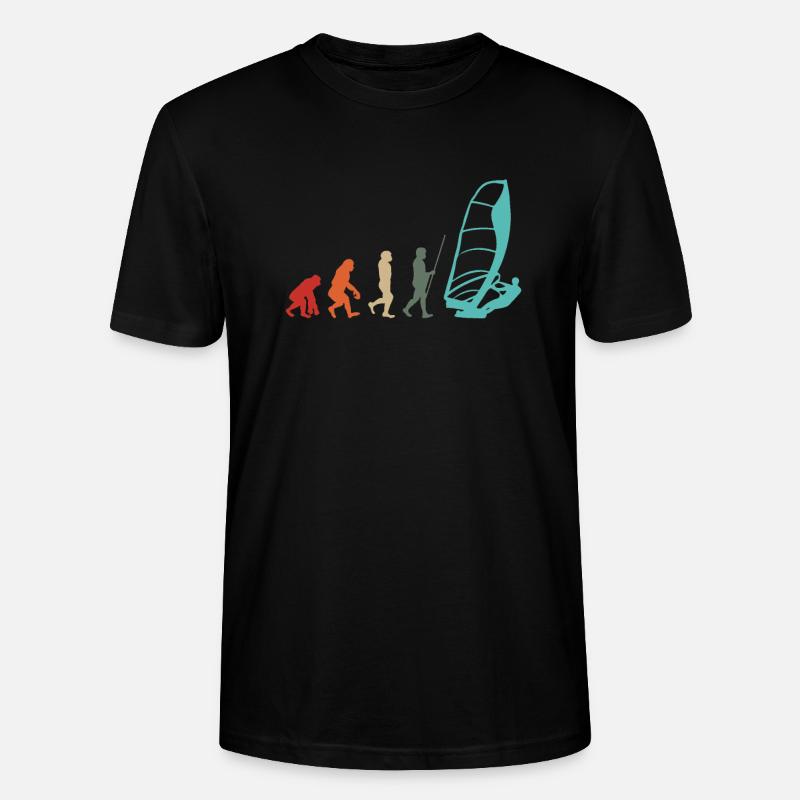 Windsurfer Retro Surfer Windsurfen Evolution - Stanley/Stella Unisex Bio-T-Shirt CRAFTER - Schwarz