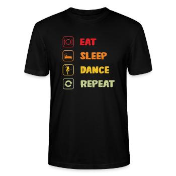 Eat Sleep Dance Repeat Tänzer Geschenk Tanz & - Stanley/Stella Unisex Bio-T-Shirt CRAFTER - Schwarz - Vorne - Alina (178cm) & Michal (187cm)