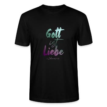 Gott ist Liebe Zitat - Stanley/Stella Unisex Bio-T-Shirt CRAFTER - Schwarz - Vorne - Alina (178cm) & Michal (187cm)